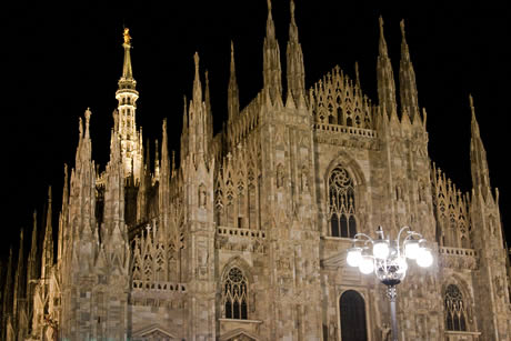 Cathedral at night in milan photo
