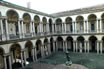 Interior Of Castle Museum With Columns And Statue In Milan